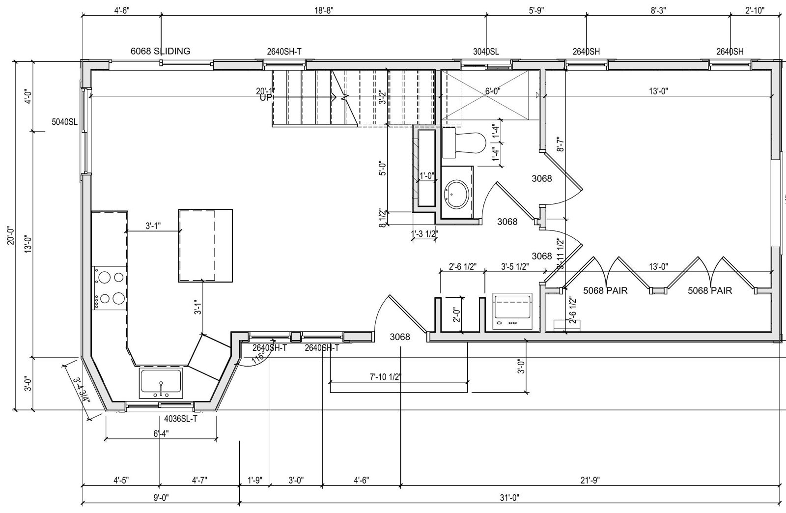 Main floor plan sheet for a 1,001 square foot Cocoon ADU